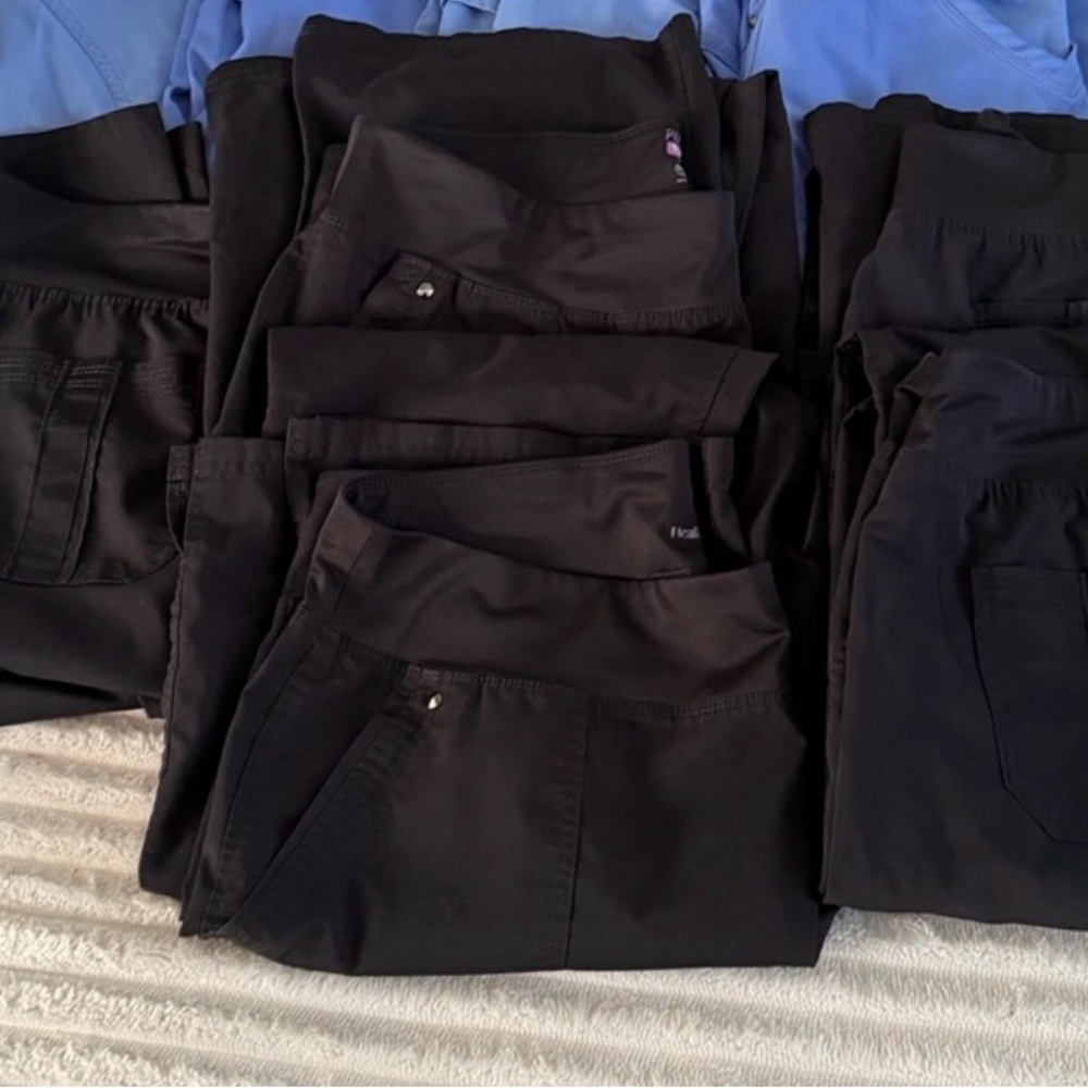 healing hands Black Stretch Scrub Pants with Knit Waistband